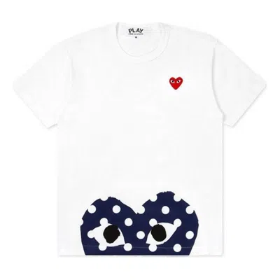COMME DES GARÇONS PLAY COMME DES GARCONS PLAY POLKA DOT HALF HEART LOGO TEE 'WHITE NAVY'