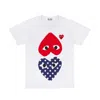 Comme Des Garçons Play Polka Dot Heart And Red Heart T-shirt In White