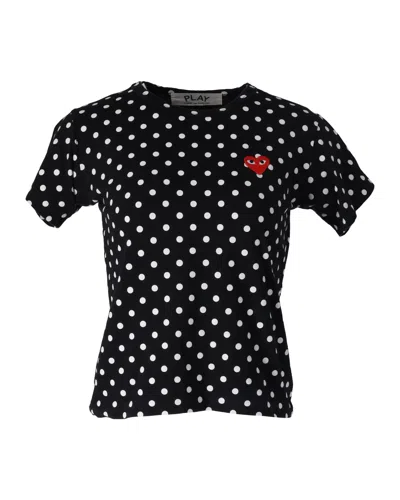 Comme Des Garçons Comme Des Garcons Play Polka Dot Heart Emblem T-shirt In Black Cotton