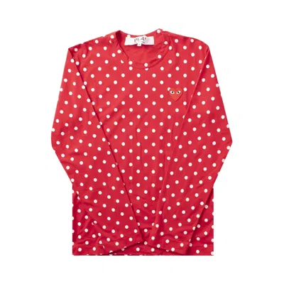Pre-owned Comme Des Garçons Play Polka Dot Heart Logo Long-sleeve T-shirt 'red/white'
