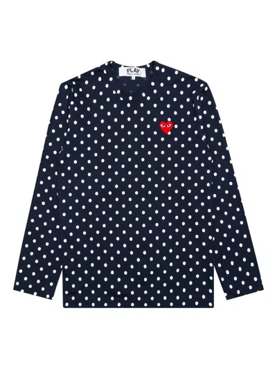 Comme Des Garçons Play Polka-dot Long-sleeve T-shirt In Black