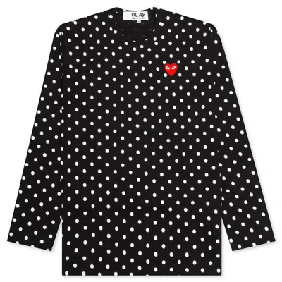 Pre-owned Comme Des Garçons Play Polka Dot Long Sleeve T-shirt In Black