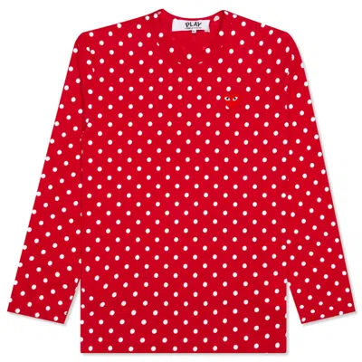Pre-owned Comme Des Garçons Play Polka Dot Long Sleeve T-shirt In Red