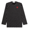 Comme Des Garçons Play Polka-dot Heart-logo T-shirt In Black
