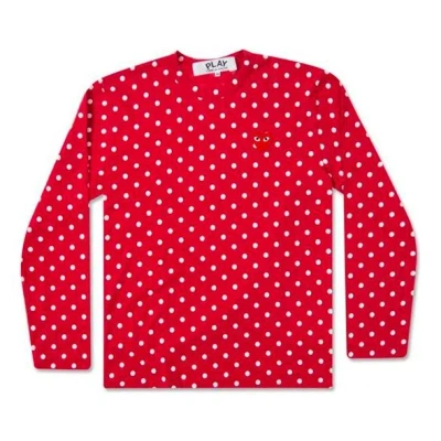 Comme Des Garçons Play Comme Des Garcons Play Polka Dot Long Sleeves Tee 'red'