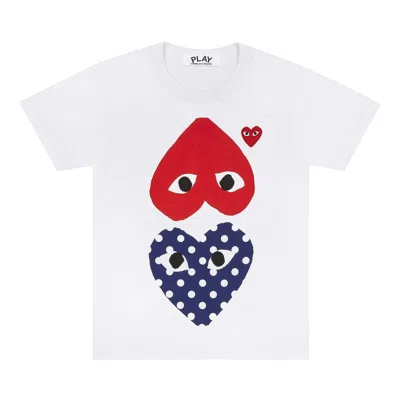 Pre-owned Comme Des Garçons Play Polka Dot Mirror T-shirt 'white'