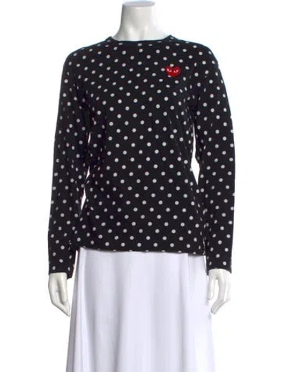 Pre-owned Comme Des Garçons Play Polka Dot Print Crew Neck Top In Black