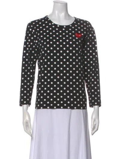 Pre-owned Comme Des Garçons Play Polka Dot Print Crew Neck Top In Blue