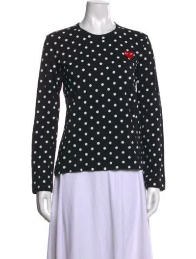 Pre-owned Comme Des Garçons Play Polka Dot Print Crew Neck T-shirt In Black