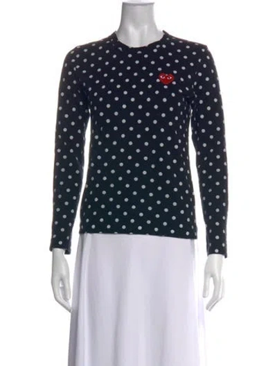 Pre-owned Comme Des Garçons Play Polka Dot Print Crew Neck T-shirt In Black