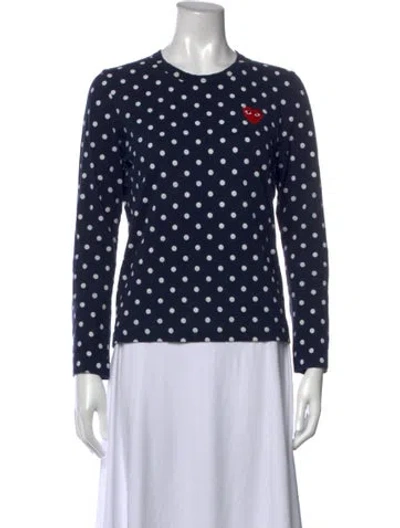 Pre-owned Comme Des Garçons Play Polka Dot Print Crew Neck T-shirt In Black