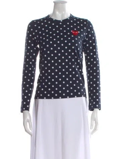 Pre-owned Comme Des Garçons Play Polka Dot Print Crew Neck T-shirt In Blue