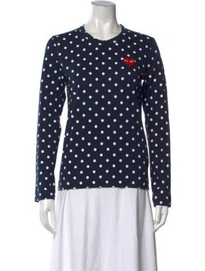 Pre-owned Comme Des Garçons Play Polka Dot Print Crew Neck T-shirt In Blue