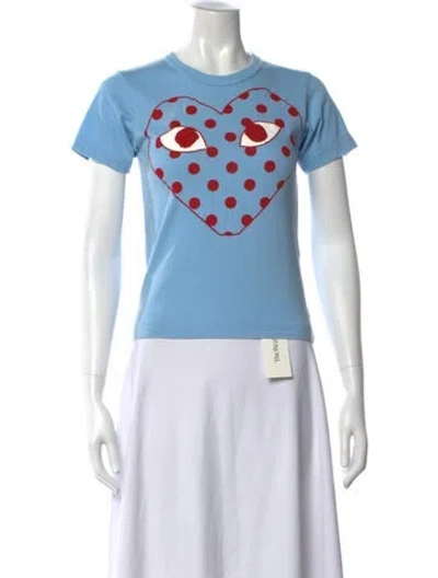 Pre-owned Comme Des Garçons Play Polka Dot Print Crew Neck T-shirt In Blue