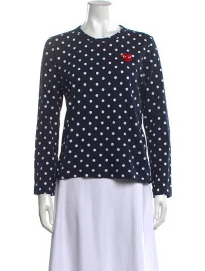 Pre-owned Comme Des Garçons Play Polka Dot Print Crew Neck T-shirt In Blue