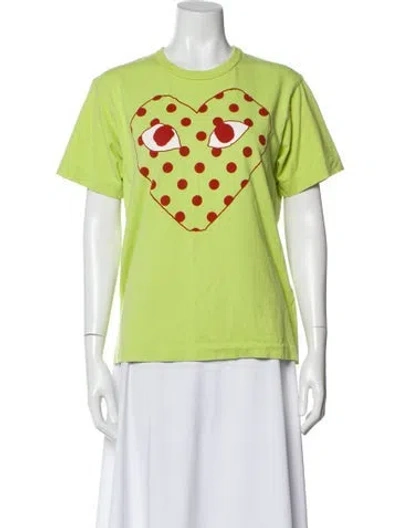 Pre-owned Comme Des Garçons Play Polka Dot Print Crew Neck T-shirt In Green