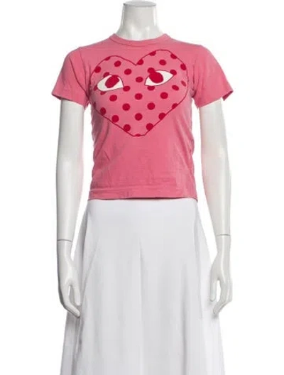 Pre-owned Comme Des Garçons Play Polka Dot Print Crew Neck T-shirt In Pink