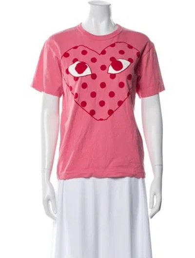 Pre-owned Comme Des Garçons Play Polka Dot Print Crew Neck T-shirt In Pink
