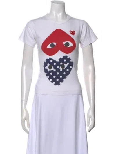 Pre-owned Comme Des Garçons Play Polka Dot Print Crew Neck T-shirt In White