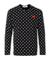 Comme Des Garçons Play Black Polka Dot Heart Patch Long Sleeve T-shirt In Black