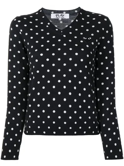 COMME DES GARÇONS PLAY POLKA DOT-PRINT V-NECK JUMPER