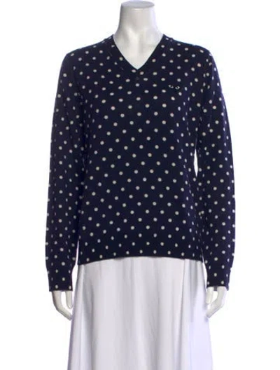 Pre-owned Comme Des Garçons Play Polka Dot Print V-neck Sweater In Blue