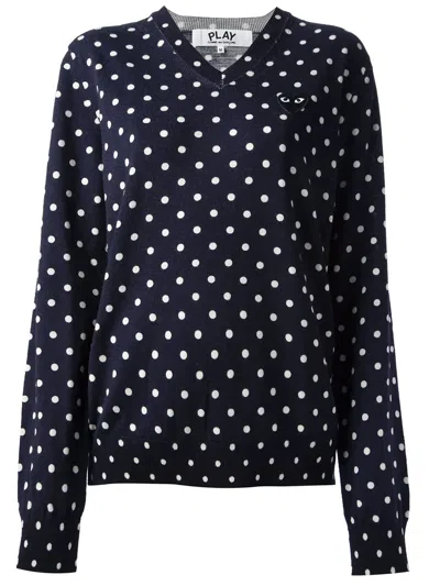Comme Des Garçons Play Polka Dot Sweater In Blue
