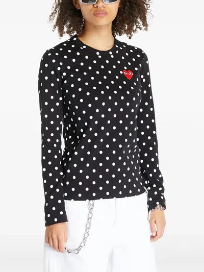 Comme Des Garçons Play Polka-dot T-shirt In Black