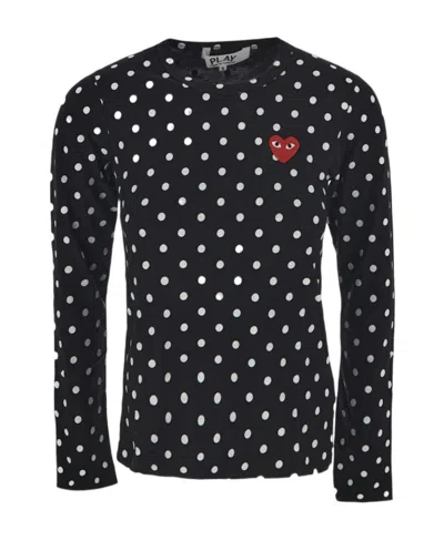Comme Des Garçons Play Polka Dot T-shirt In Black