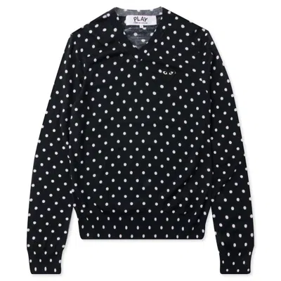 Pre-owned Comme Des Garçons Play Polka Dot V Neck Sweater In Navy Blue