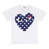 Comme Des Garçons Play Comme Des Garcons Play Blue Polka Dots Pattern Short Sleeve White In White