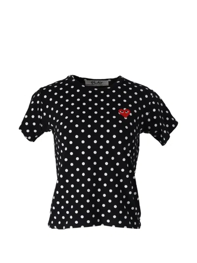 Pre-owned Comme Des Garçons Play Polka-dot Heart-patch T-shirt In Black
