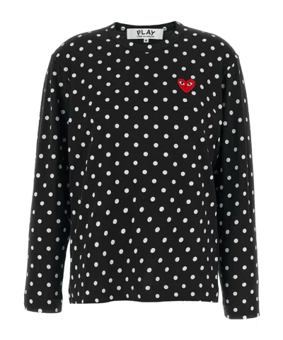 Comme Des Garçons Play Polka-dot T-shirt In Black