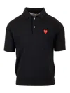 Comme Des Garçons Play Lapel Polo Shirt In Black