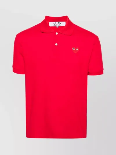 Comme Des Garçons Play Polo Collar Top Short Sleeves In Red