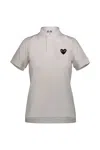 Comme Des Garçons Play Play Comme Des Garçons Polo In Cotton With Black Embroidered Heart In Gray