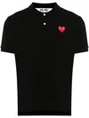 Comme Des Garçons Play Heart Embroidered Polo Collar Short Sleeves In Black