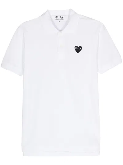 Comme Des Garçons Play Polo Shirt With Patch In White