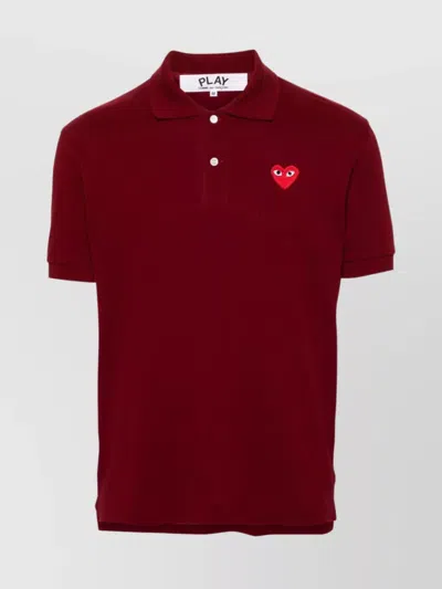 Comme Des Garçons Play Polo Style Top Short Sleeves In Red