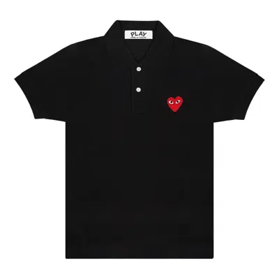 Comme Des Garçons Play Polo T-shirt Red Emblem Unisex In Black