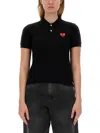 Comme Des Garçons Play Heart Embroidered Polo Collar Short Sleeves In Black