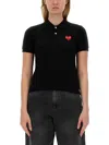 Comme Des Garçons Play Heart Embroidered Polo Collar Short Sleeves In Black