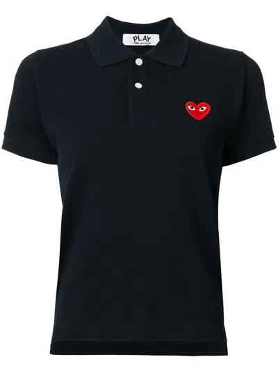 Comme Des Garçons Play Polo With Logo In Black