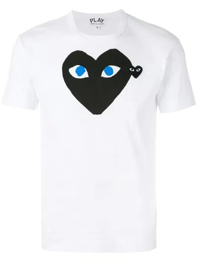 Comme Des Garçons Play Printed And Embroidered T-shirt In White