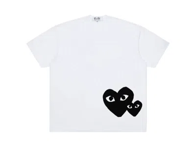 Pre-owned Comme Des Garçons Play Printed Black Heart Oversized T-shirt In White