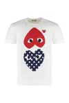 Comme Des Garçons Play Mens White Play Graphic-print Crewneck Cotton T-shirt