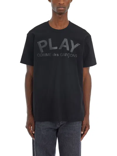 Comme Des Garçons Play Printed Cotton T-shirt In Black