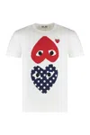 Comme Des Garçons Play Mens White Play Graphic-print Crewneck Cotton T-shirt In White