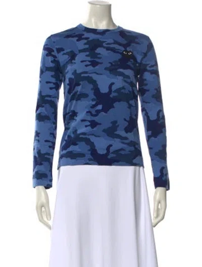 Pre-owned Comme Des Garçons Play Printed Crew Neck Sweatshirt W/ Tags In Blue