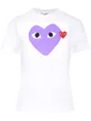 Comme Des Garçons Play Purple And White Cotton Heart Print Tee
